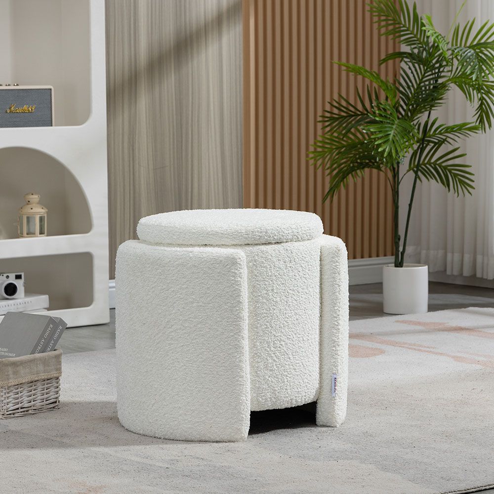 White round store storage ottoman